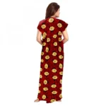 Generic Women's Cotton Printed Maxi Nighty (Maroon) - Image 3