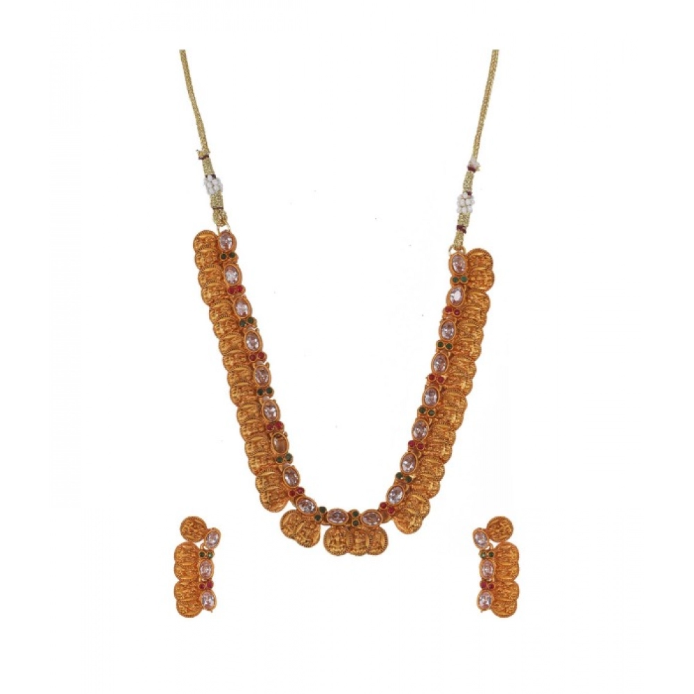 Laxmi Coin Choker Set White Faux Pearls