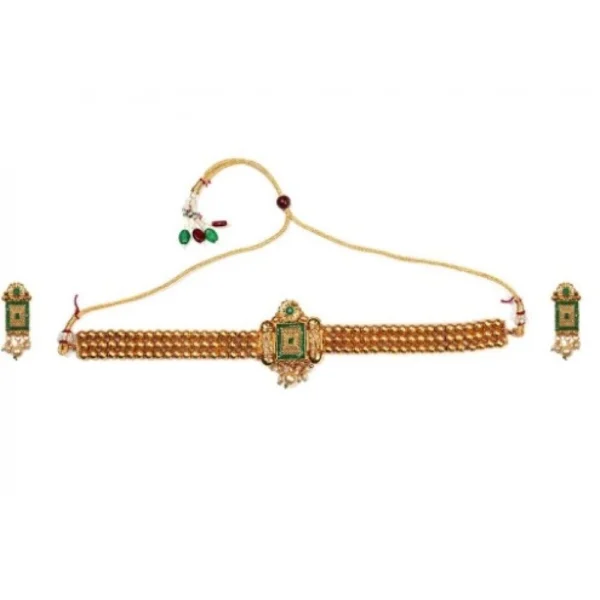 Green Gold Plated Choker Necklace Set