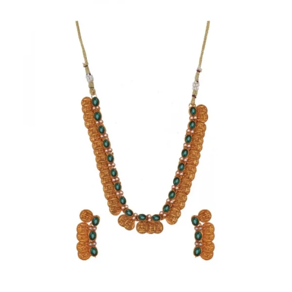 Laxmi Coin Choker Green Kundan Pearl