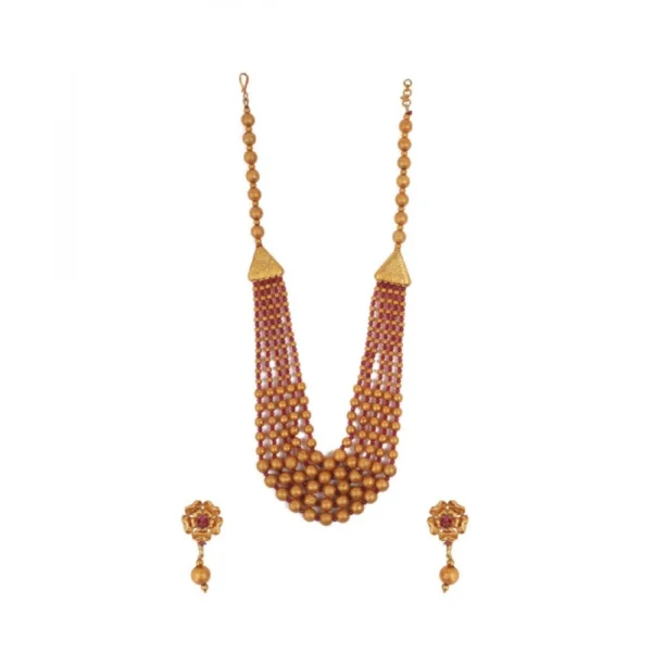 Red Brass Mala Necklace for Women