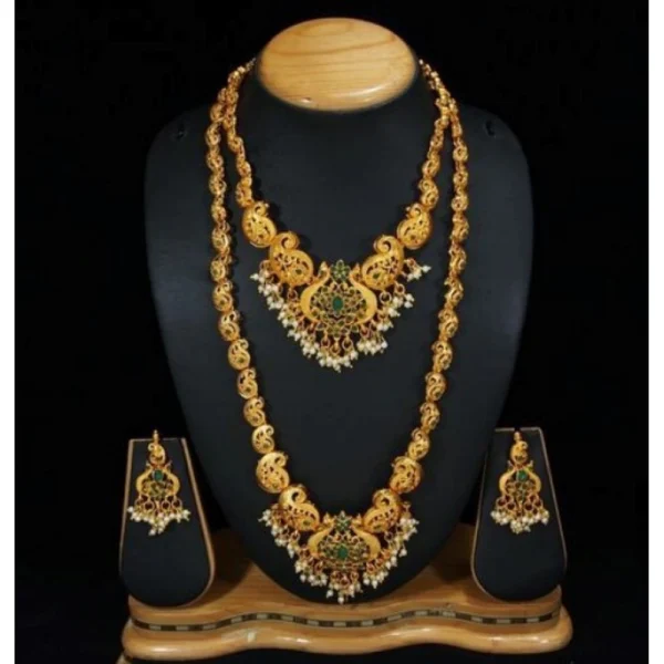 Elegant Green Temple Jewellery Set for Women with Matching Earrings - Traditional Indian Necklace & Earring Set (Free...