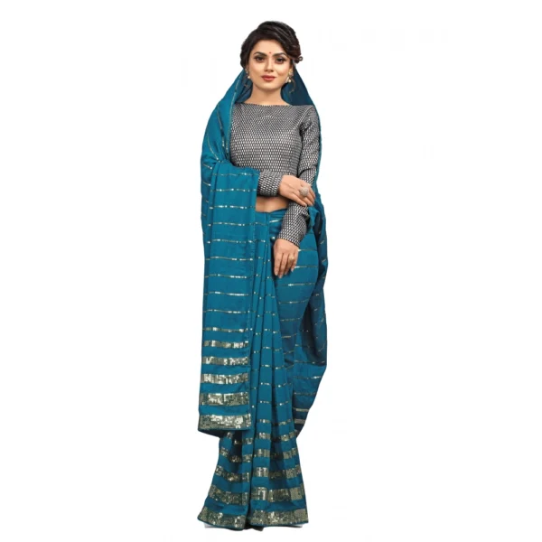 Elegant Rama Color Vichitra Saree with Sequence Work