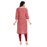 Generic Women's 3/4th Sleeve Cotton Blend Tunic Long Kurti (Pink) - Image 6