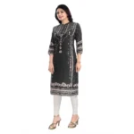 Generic Women's 3/4th Sleeve Masleen Tunic Long Kurti (Olive Green) - Image 3
