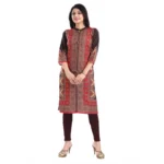 Generic Women's 3/4th Sleeve Cotton Blend Tunic Long Kurti (Multicolor) - Image 3