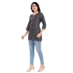 Generic Women's 3/4th Sleeve Viscose Blend Tunic Short Top (Blue) - Image 2