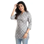 Generic Women's 3/4th Sleeve Viscose Blend Tunic Short Top (Grey) - Image 3