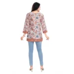 Generic Women's 3/4th Sleeve Faux Crepe Tunic Short Top (Off White) - Image 6