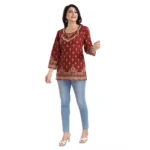 Generic Women's 3/4th Sleeve Summer Cool Tunic Short Top (Red) - Image 2