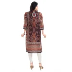 Generic Women's 3/4th Sleeve Masleen Tunic Long Kurti (Brown) - Image 6