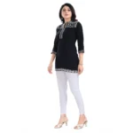 Generic Women's 3/4th Sleeve Viscose Tunic Short Top (Black) - Image 2