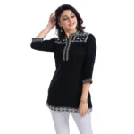 Generic Women's 3/4th Sleeve Viscose Tunic Short Top (Black) - Image 4