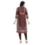 Generic Women's 3/4th Sleeve Masleen Tunic Long Kurti (Brown) - Image 6