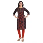 Generic Women's 3/4th Sleeve Cotton Blend Tunic Long Kurti (Grey) - Image 4
