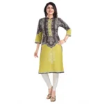 Generic Women's 3/4th Sleeve Cotton Blend Tunic Long Kurti (Multicolor) - Image 2