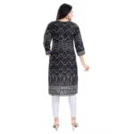 Generic Women's 3/4th Sleeve Cotton Blend Tunic Long Kurti (Black) - Image 6