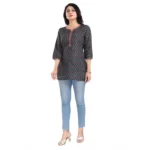 Generic Women's 3/4th Sleeve Viscose Blend Tunic Short Top (Blue) - Image 3