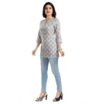 Generic Women's 3/4th Sleeve Viscose Blend Tunic Short Top (Grey) - Image 2