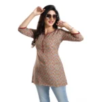 Generic Women's 3/4th Sleeve Viscose Blend Tunic Short Top (Multicolor) - Image 2