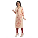 Generic Women's 3/4th Sleeve Viscose Blend Tunic Long Kurti (Pink) - Image 3