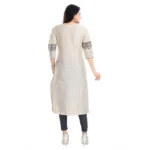 Generic Women's 3/4th Sleeve Silk Blend Tunic Long Kurti (Beige) - Image 6