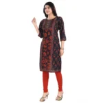 Generic Women's 3/4th Sleeve Cotton Blend Tunic Long Kurti (Grey) - Image 2