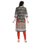 Generic Women's 3/4th Sleeve Cotton Blend Tunic Long Kurti (Black) - Image 6