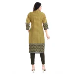 Generic Women's 3/4th Sleeve Cotton Blend Tunic Long Kurti (Yellow) - Image 6