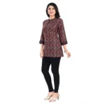 Generic Women's 3/4th Sleeve Viscose Blend Tunic Short Top (Brown) - Image 3