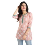 Generic Women's 3/4th Sleeve Viscose Blend Tunic Short Top (Orange) - Image 3