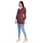 Generic Women's 3/4th Sleeve Summer Cool Tunic Short Top (Maroon) - Image 2
