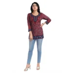 Generic Women's 3/4th Sleeve Summer Cool Tunic Short Top (Maroon) - Image 3