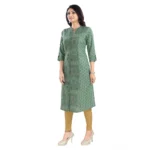 Generic Women's 3/4th Sleeve Viscose Tunic Long Kurti (Green) - Image 2