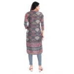 Generic Women's 3/4th Sleeve Masleen Tunic Long Kurti (Coral) - Image 6