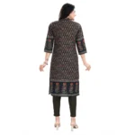 Generic Women's 3/4th Sleeve Cotton Blend Tunic Long Kurti (Black) - Image 6