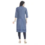 Generic Women's 3/4th Sleeve Cotton Blend Tunic Long Kurti (Blue) - Image 6