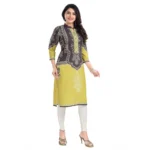 Generic Women's 3/4th Sleeve Cotton Blend Tunic Long Kurti (Multicolor) - Image 3
