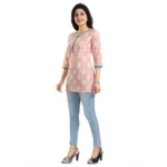 Generic Women's 3/4th Sleeve Viscose Blend Tunic Short Top (Orange) - Image 2