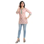 Generic Women's 3/4th Sleeve Viscose Blend Tunic Short Top (Orange) - Image 4