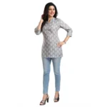 Generic Women's 3/4th Sleeve Viscose Blend Tunic Short Top (Grey) - Image 4
