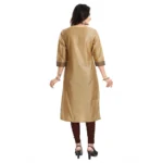 Generic Women's 3/4th Sleeve Silk Blend Tunic Long Kurti (Beige) - Image 6