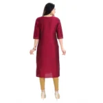 Generic Women's 3/4th Sleeve Silk Blend Tunic Long Kurti (Majenta) - Image 6