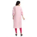 Generic Women's 3/4th Sleeve Viscose Blend Tunic Long Kurti (Pink) - Image 6