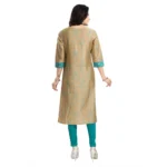 Generic Women's 3/4th Sleeve Silk Blend Tunic Long Kurti (Beige) - Image 6