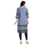 Generic Women's 3/4th Sleeve Cotton Blend Tunic Long Kurti (Blue) - Image 6