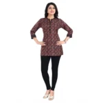 Generic Women's 3/4th Sleeve Viscose Blend Tunic Short Top (Brown) - Image 4
