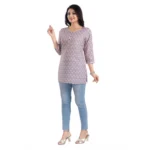 Generic Women's 3/4th Sleeve Viscose Blend Tunic Short Top (Pink) - Image 2