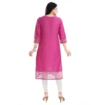 Generic Women's 3/4th Sleeve Silk Blend Tunic Long Kurti (Purple) - Image 6