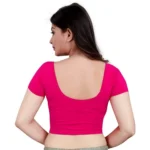 Generic Women's Short Sleeve Cotton Lycra Readymade Blouse (Pink, Free Size) - Image 4